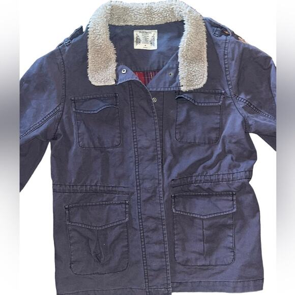 Ruff Hewn Coat Girls Size Medium Navy Blue Barn Chore Coat Button Down Rugged - Picture 2 of 6